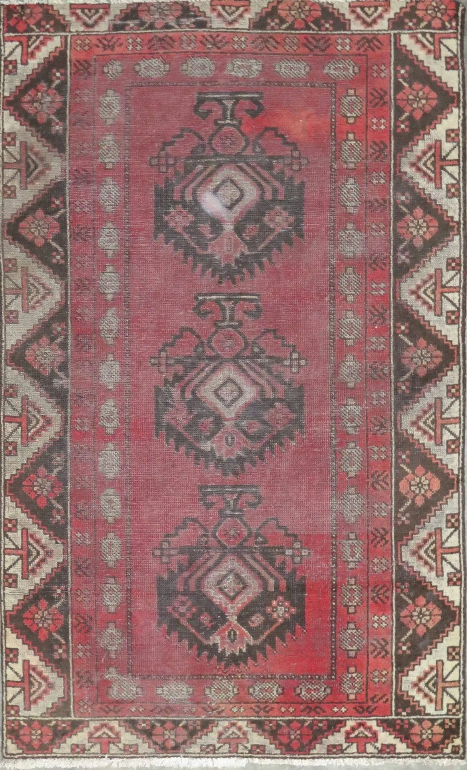 One Of The Kind Hand-Knotted Persian Wool Rug _ Luxurious Vintage Design, 6'1" x 3'6", Artisan Crafted